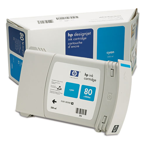HP 80 Cyan Designjet Ink (350 ml) | OfficePlusUSA.com